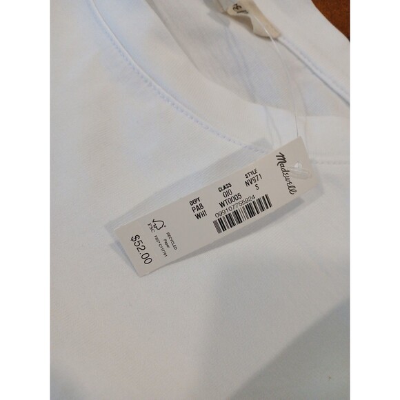 Madewell NWT White Size Small   Puff Sleeve Knit Top NV971 Mixed Media MSRP $52 - Picture 9 of 12